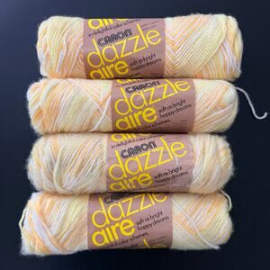 Caron Dazzle Aire Yarn Lemons 2659 Lot of 4 Same Dye Lot 4 Ply Vintage